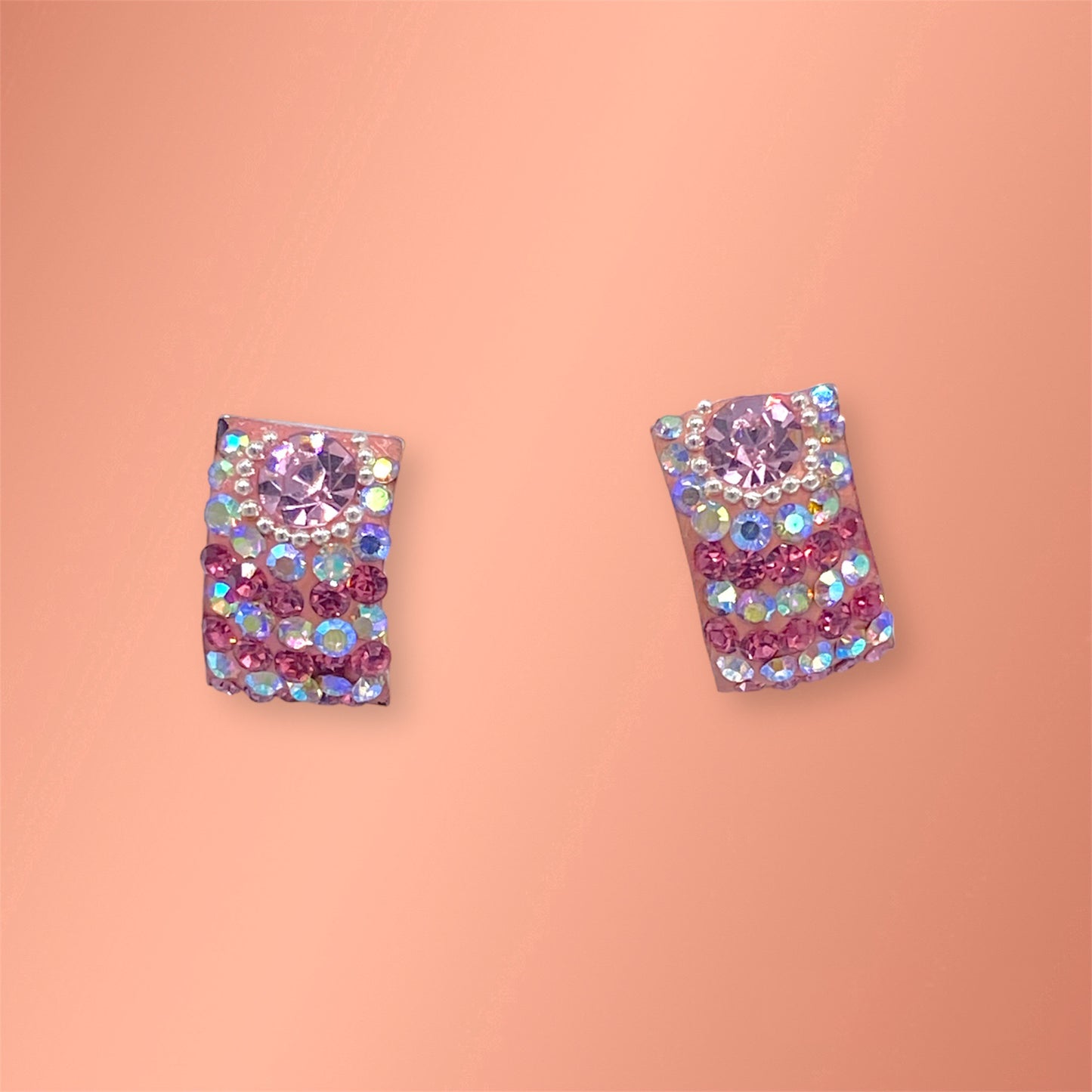 Pink Rectangle Silver 925 Earrings