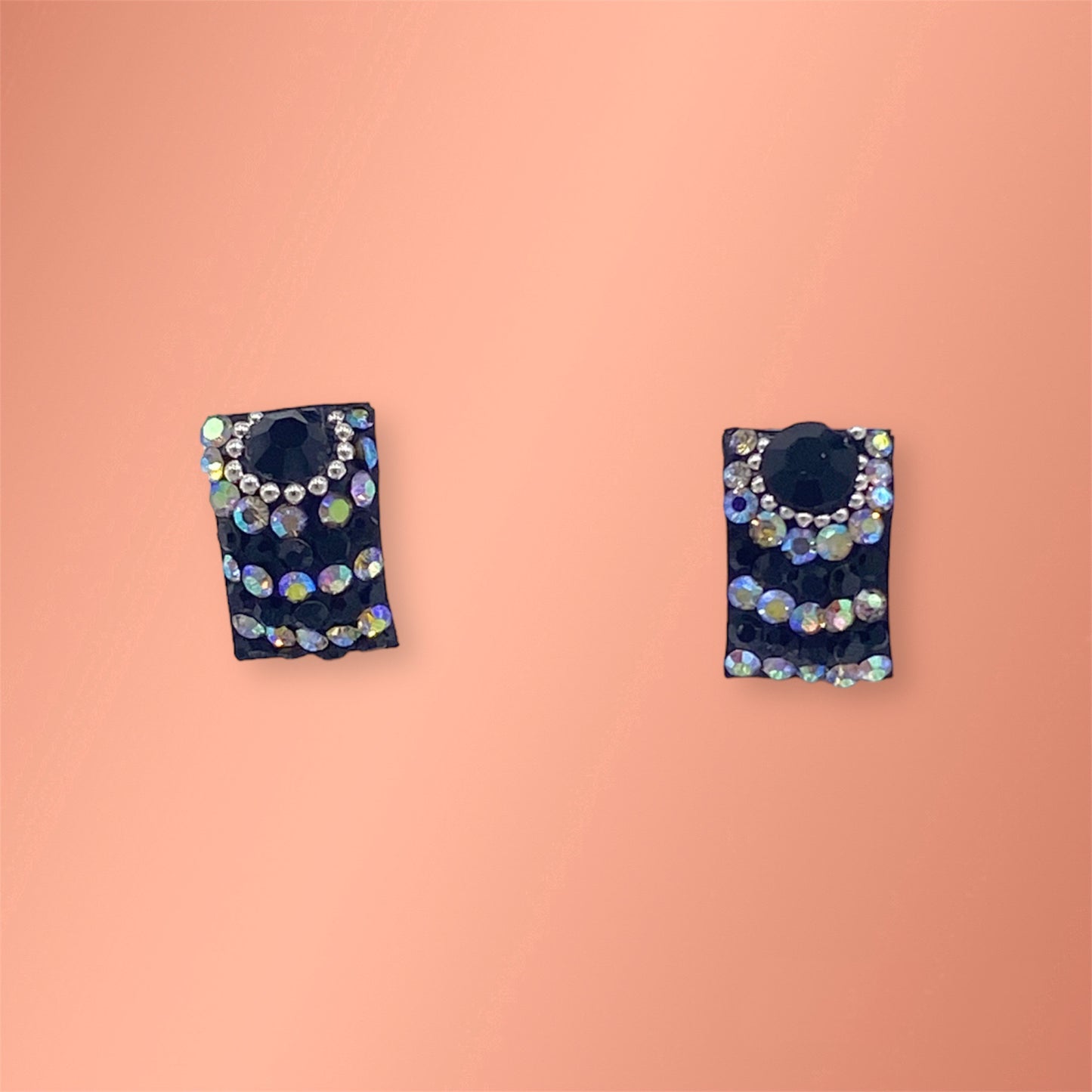 Black Rectangle Silver 925 Earrings