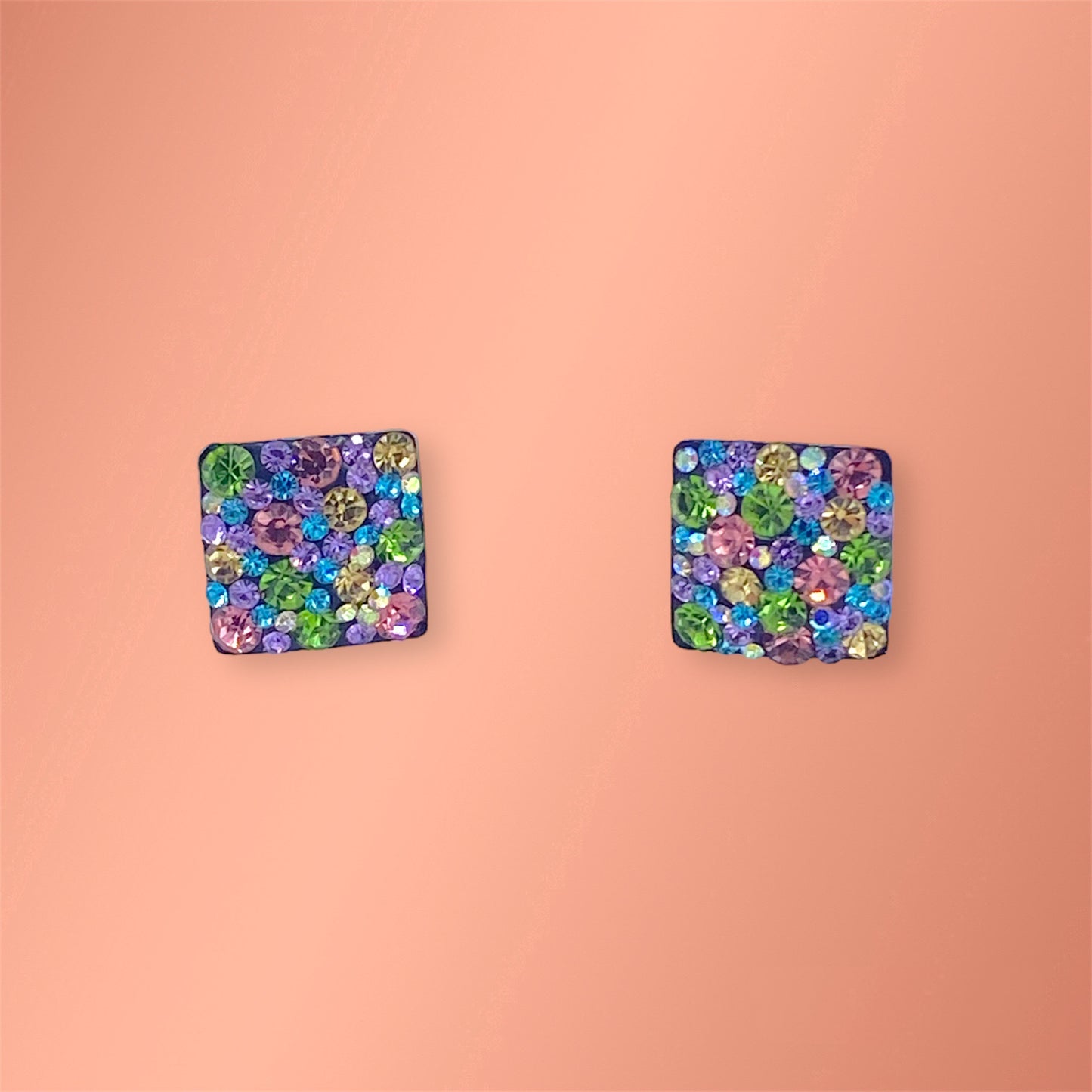 Squared Multicolor Silver 925 Earrings
