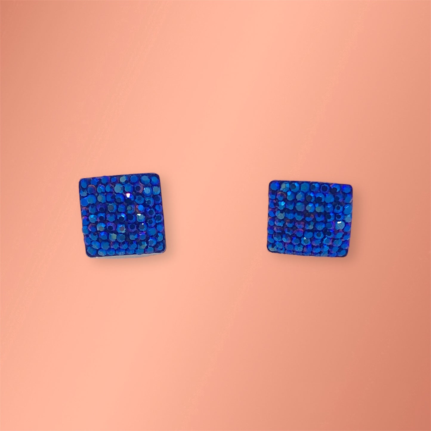 Blue Square Silver 925 Earrings