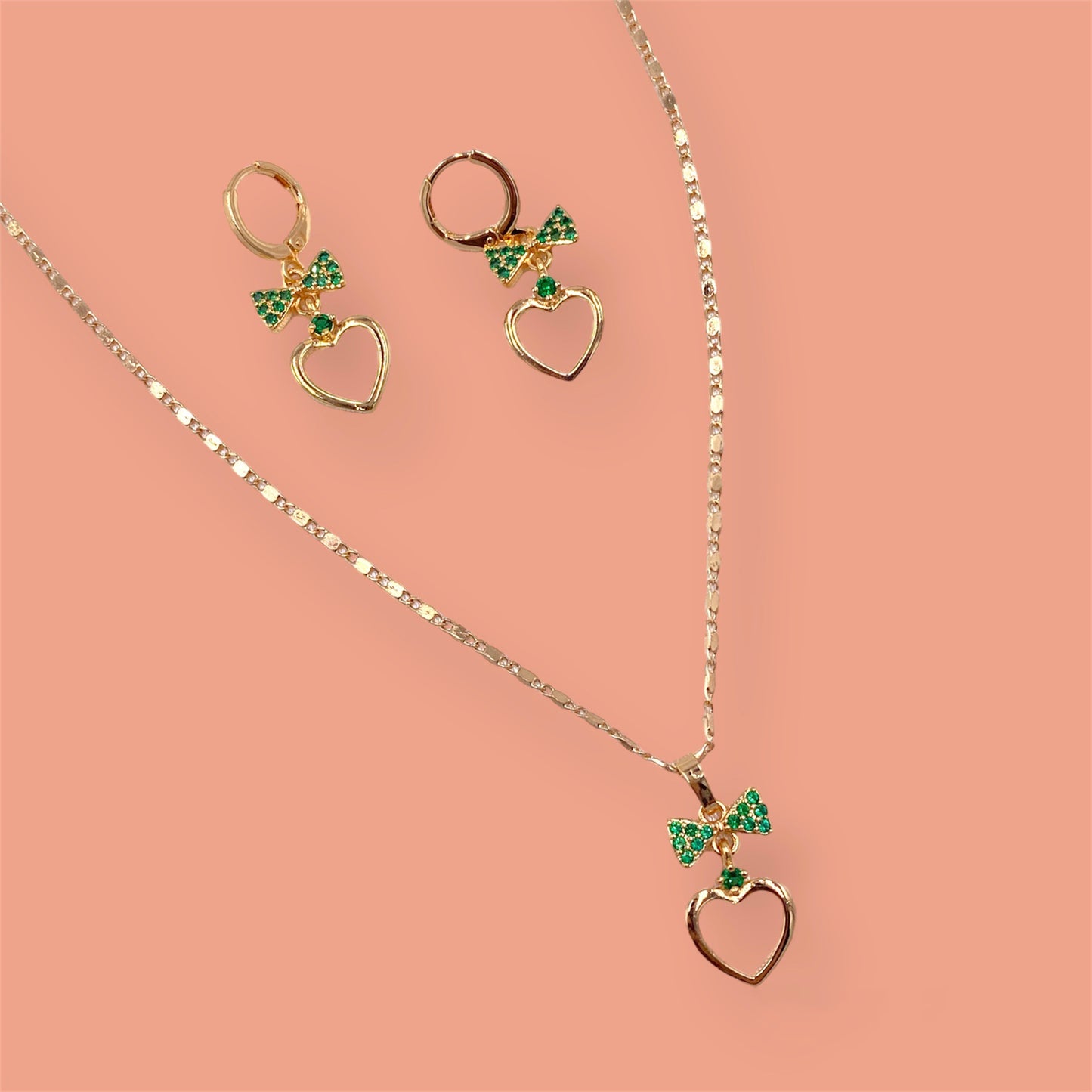 Green Bow Laminated Gold Set