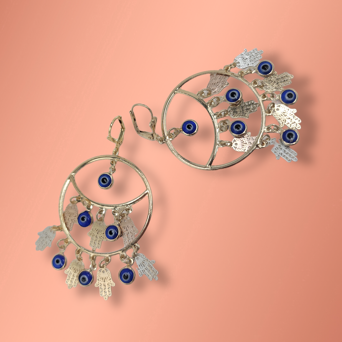 Evil Eye Dreamcatcher Hoop Earrings Laminated Gold