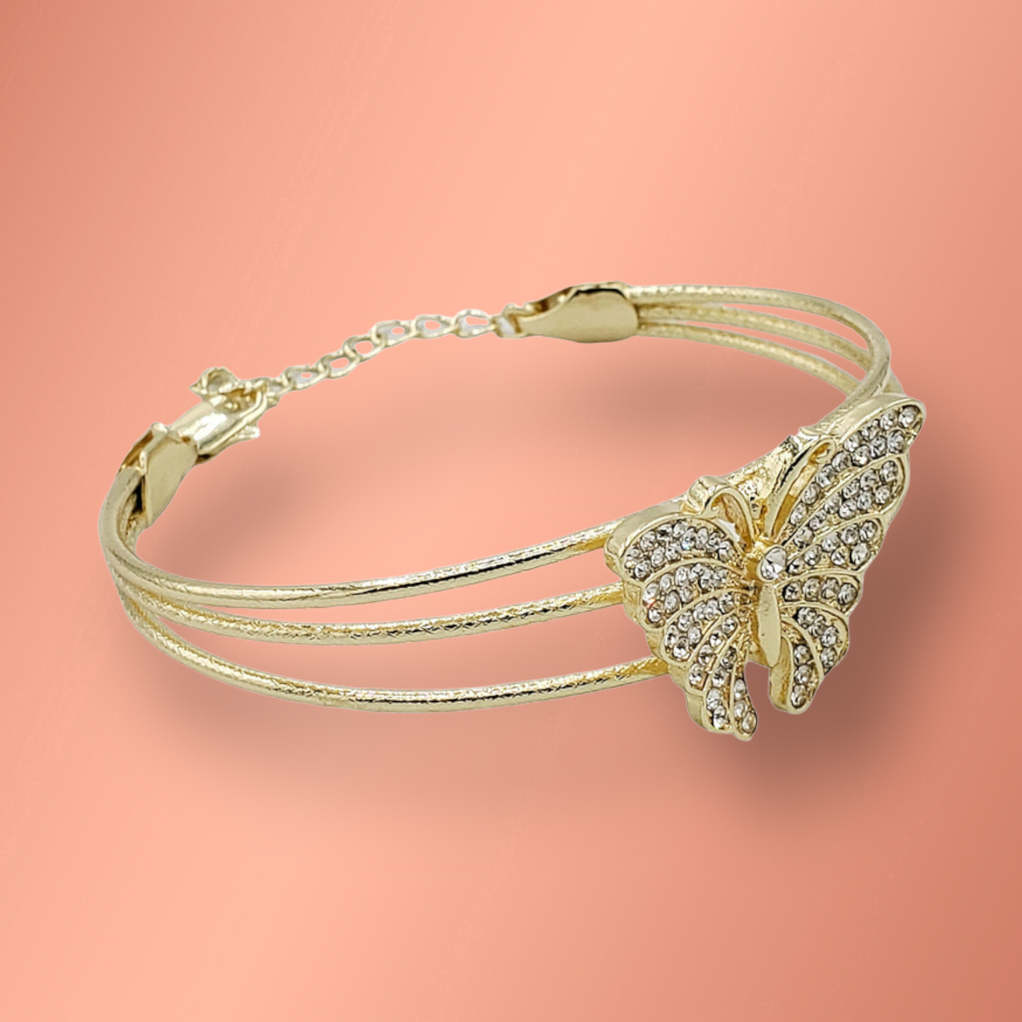 White Stone Butterfly Bracelet Laminated gold