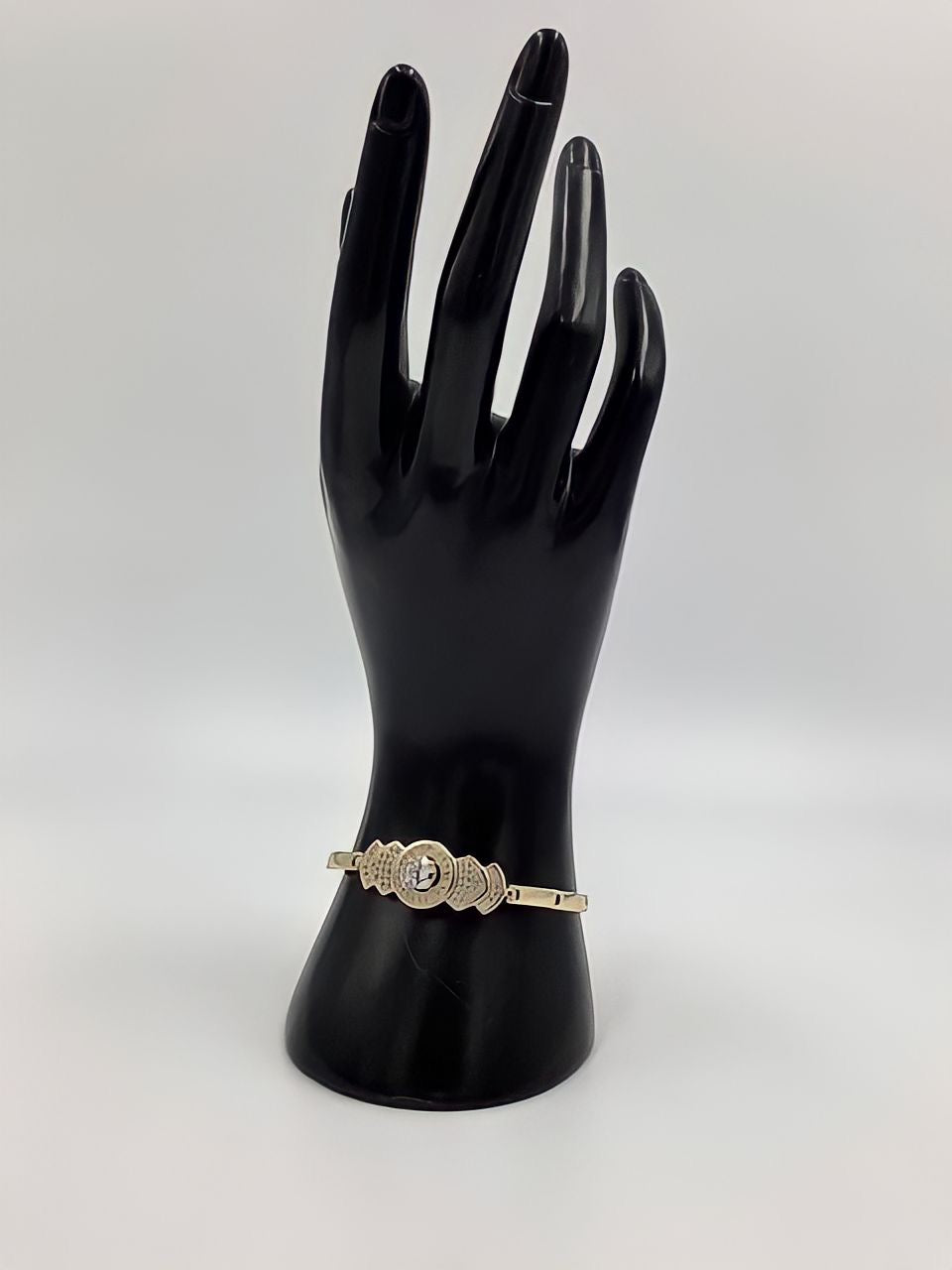 Laminated Gold Bracelet with White Stone