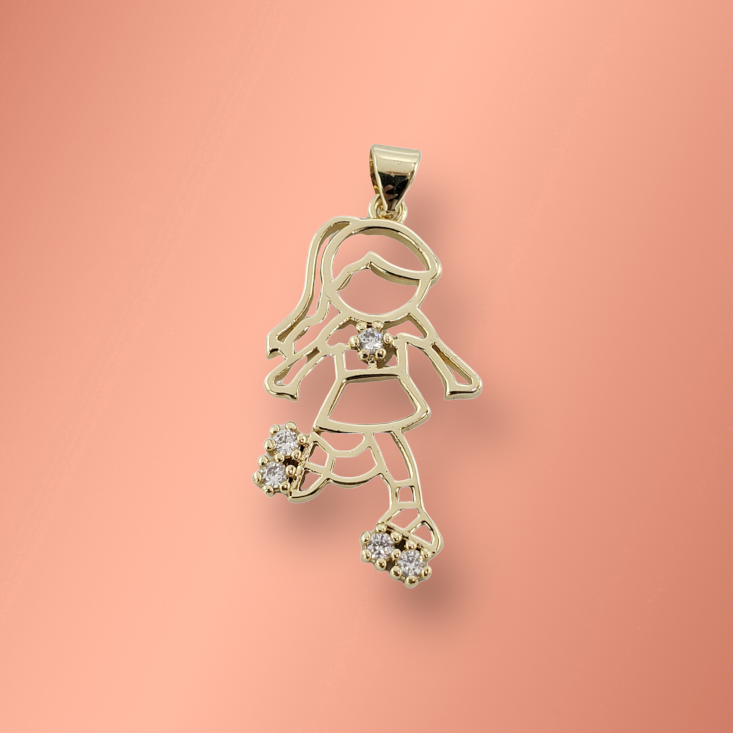 Girl On Skates Pendant Laminated Gold