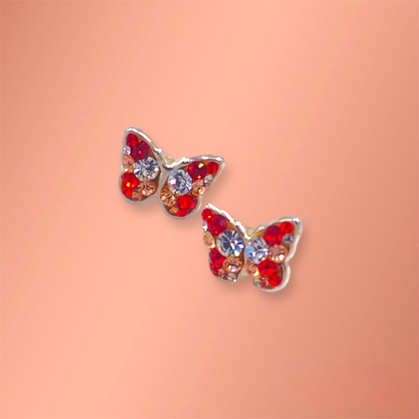 Red Butterfly Earrings Silver 925