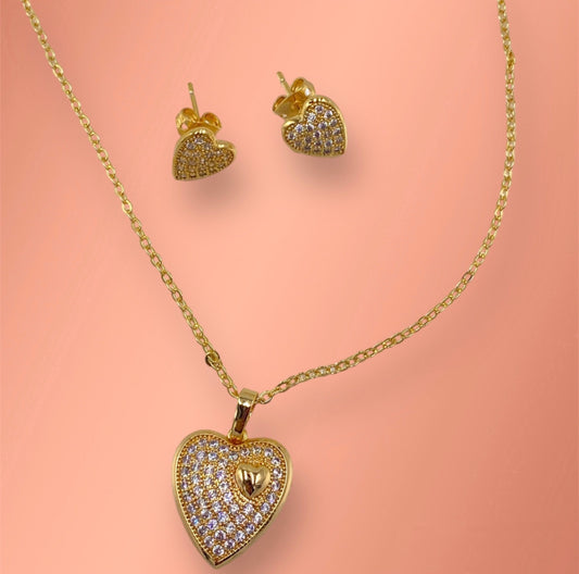 Heart in Heart Laminated Gold Set