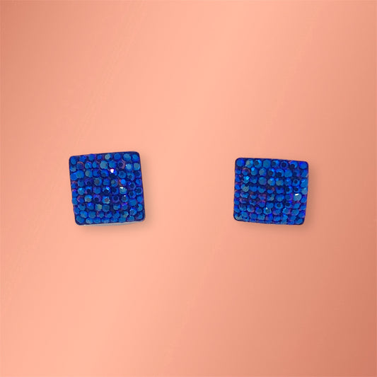 Blue Square Silver 925 Earrings