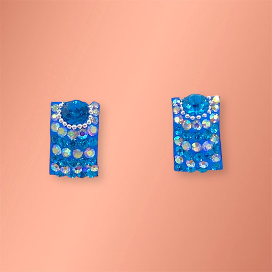 Blue Rectangle Silver 925 Earrings