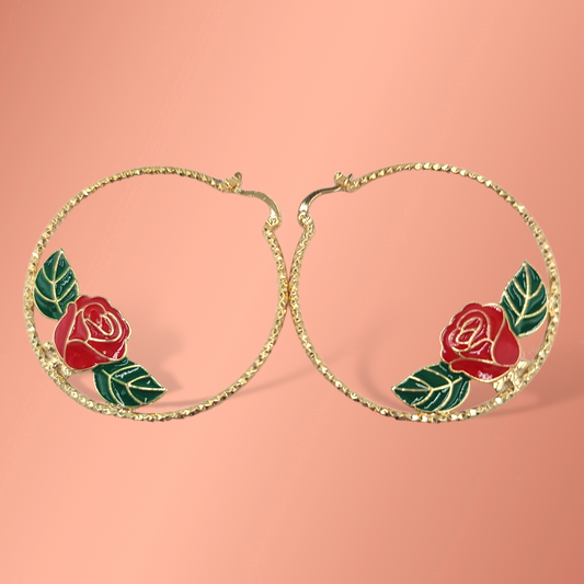 Rose Hoop Earrings