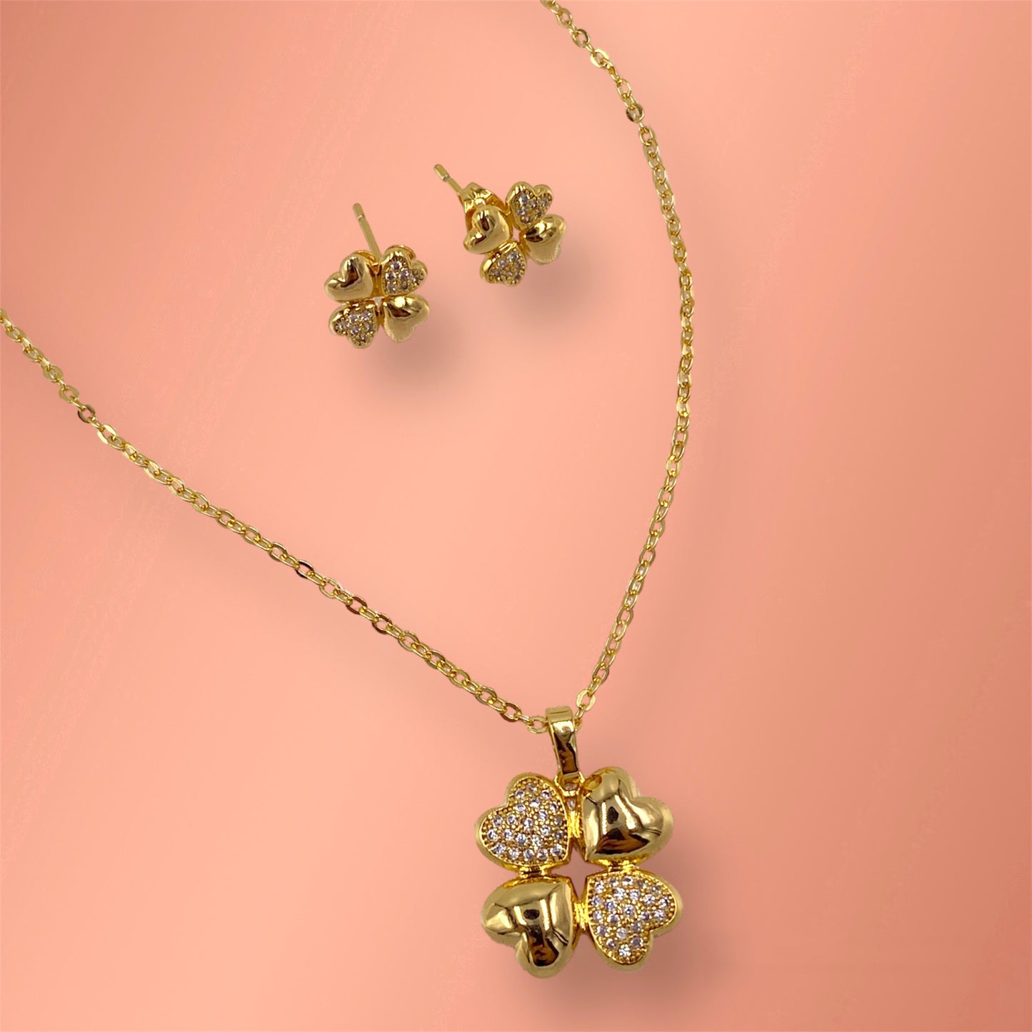 Four Leaf Clover Laminated Gold Set