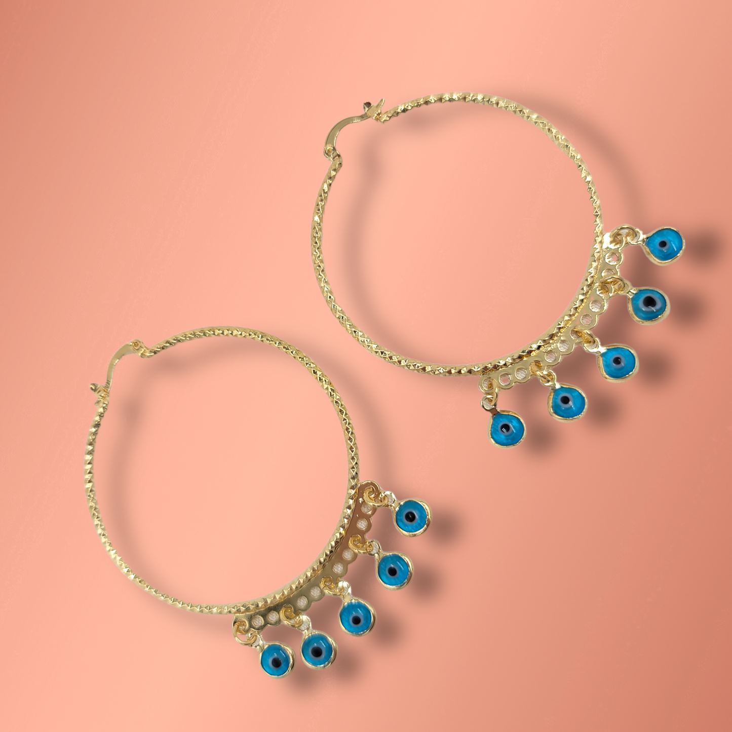 Evil Eye Hoop Earrings Laminated Gold