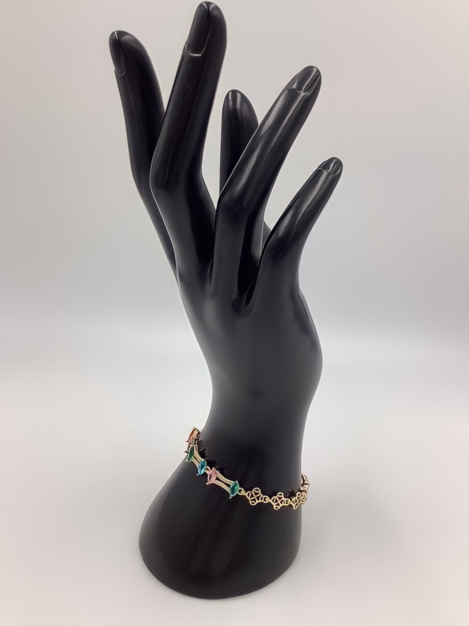 Multi-color Crystal Laminated Gold Bracelet