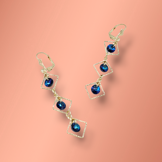 Navy Blue Diamond Shaped Earrings