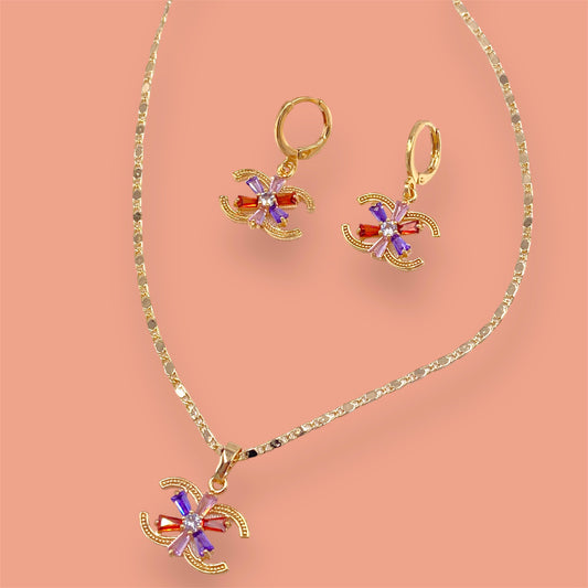 CC Laminated Gold Necklace and Earring Sets