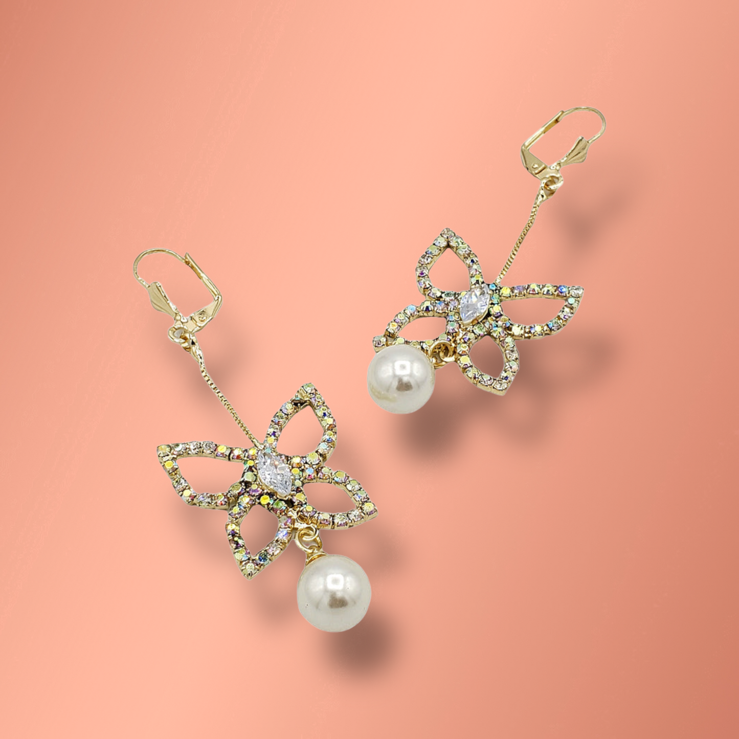 Butterfly with Pearl Earrings