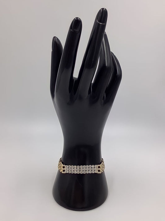 Laminated Gold Rhinestone Bracelet