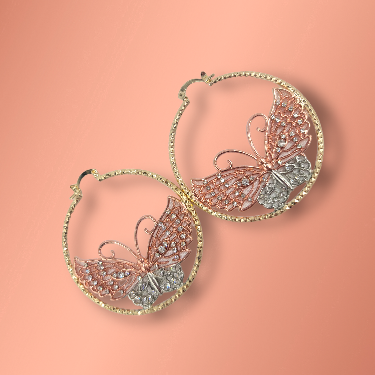 Butterfly Hoop Earrings Laminated Gold