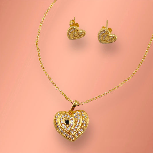 Heart with leaf Laminated Gold Set