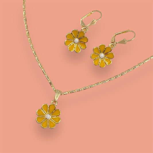 Yellow Flowers Laminated Gold Set